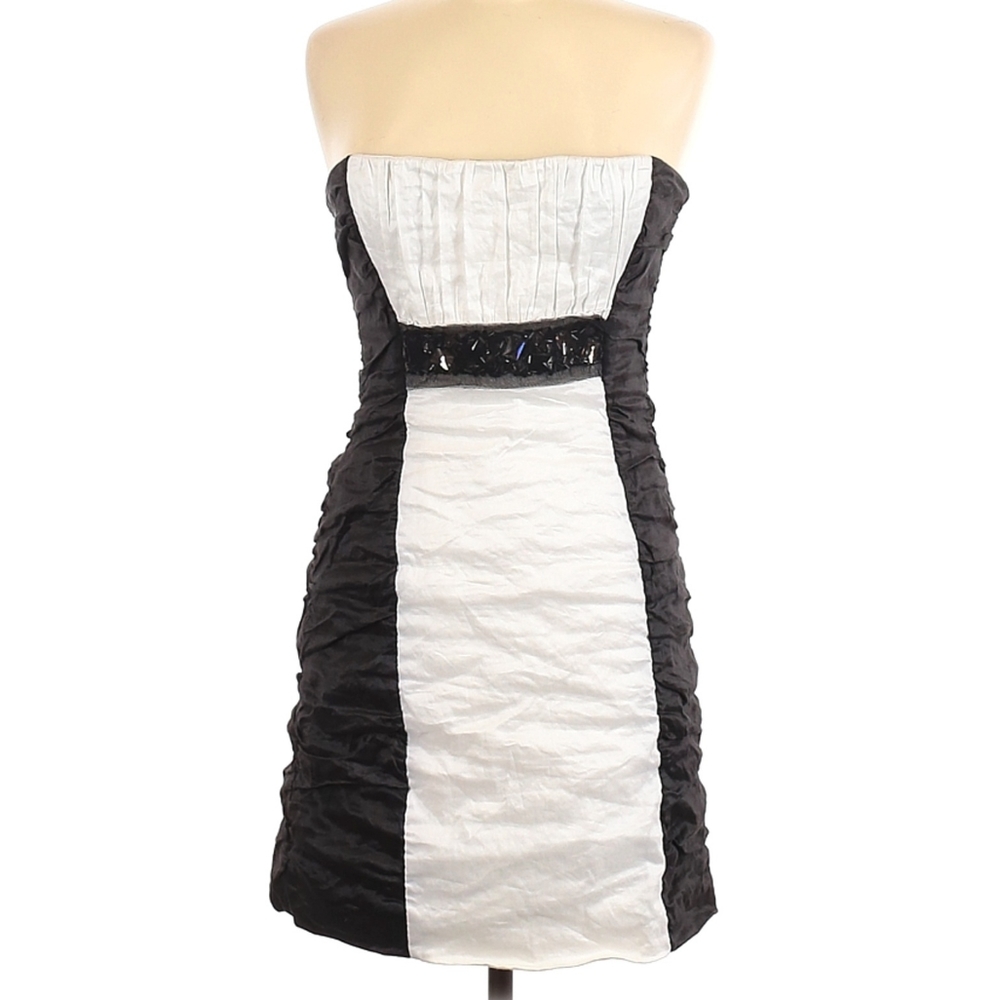 BCBG strapless ruched cocktail dress